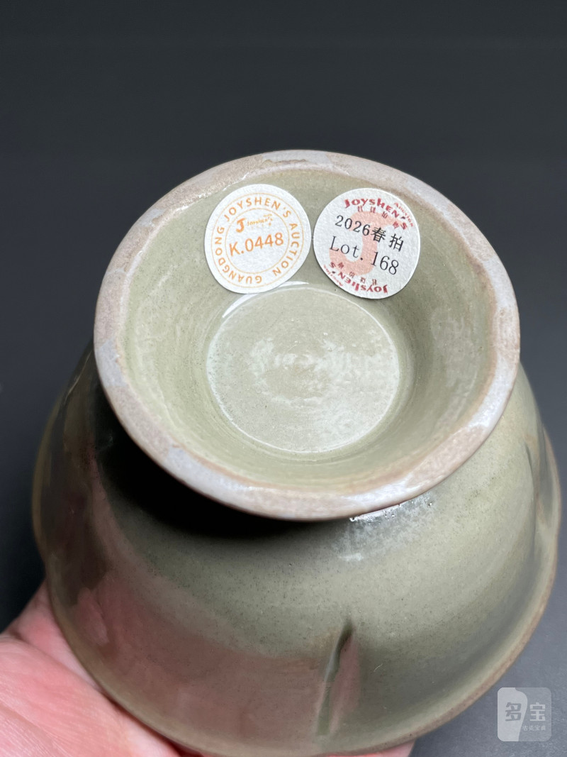 明或明以前  青釉花口高足杯 - 图12